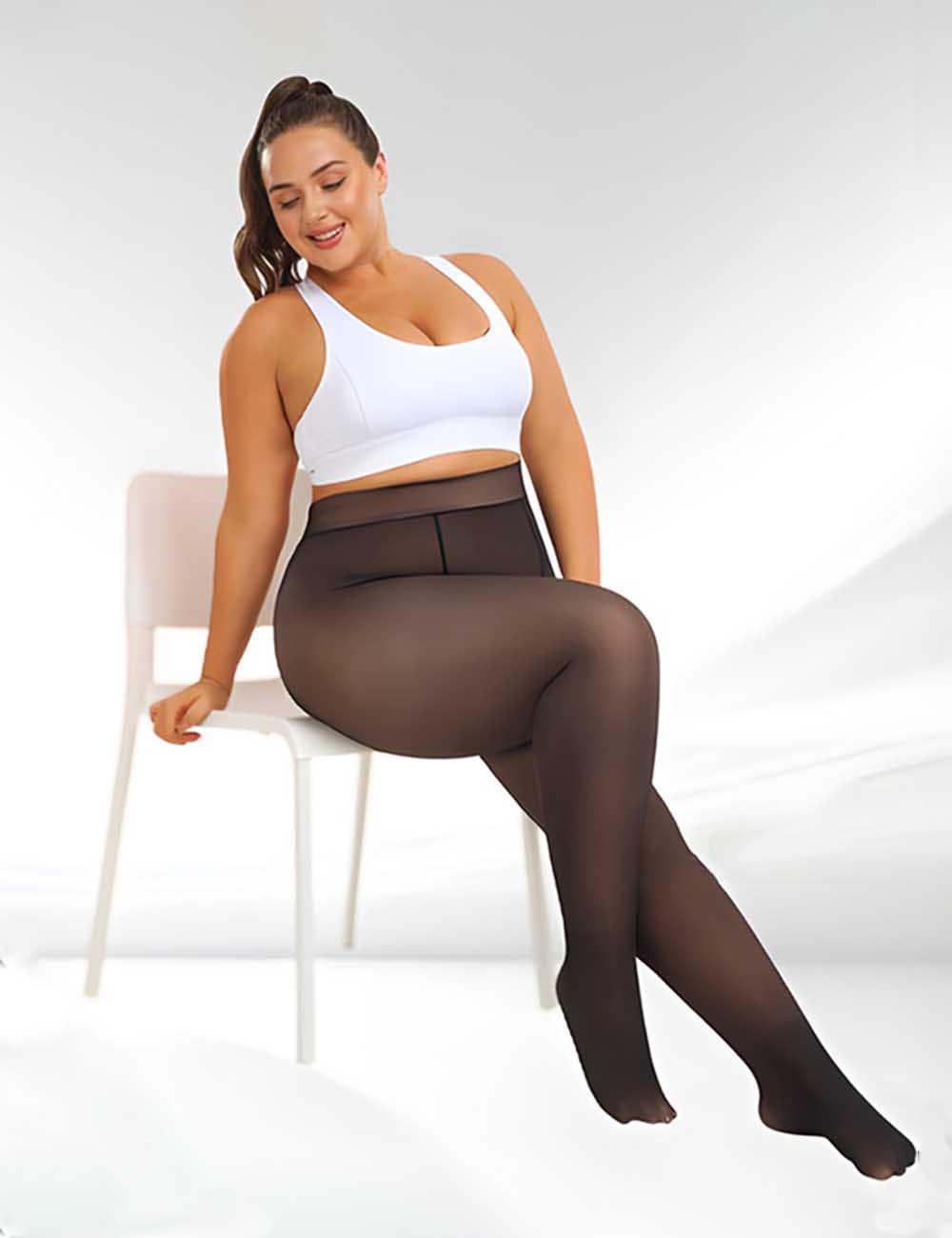 Collant Polaire Effet Transparent Grande Taille