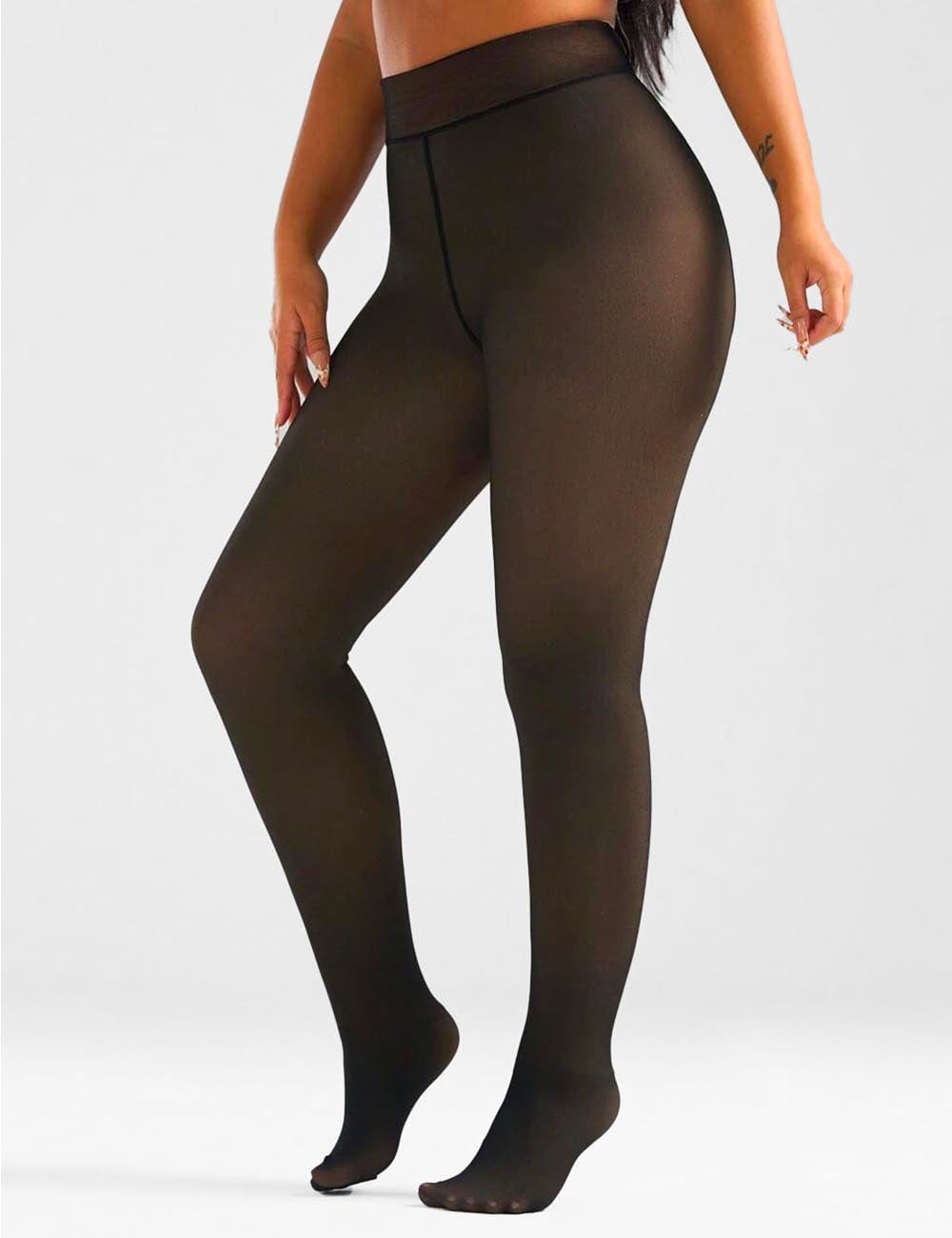 Collant Polaire Femme Effet Transparent Noir / S/M [Taille 34-40] / 80g - Polaire Légère