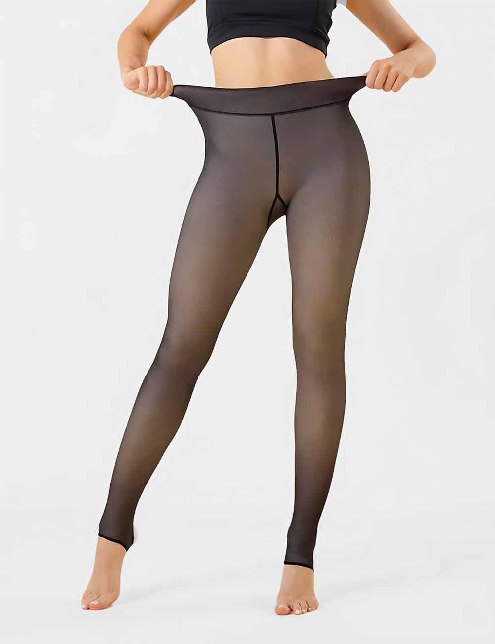 Collant Polaire Peau Noire Antracite / S/M [Taille 34-40] / Avec Pied