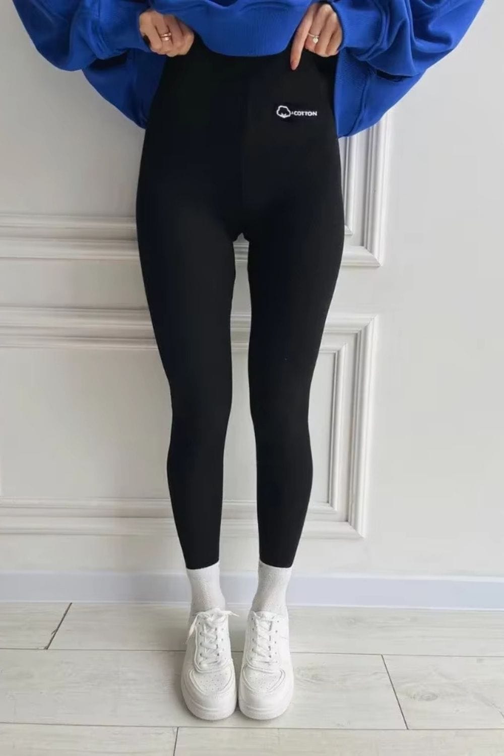 Legging en laine polaire femme pour hiver Noir / M