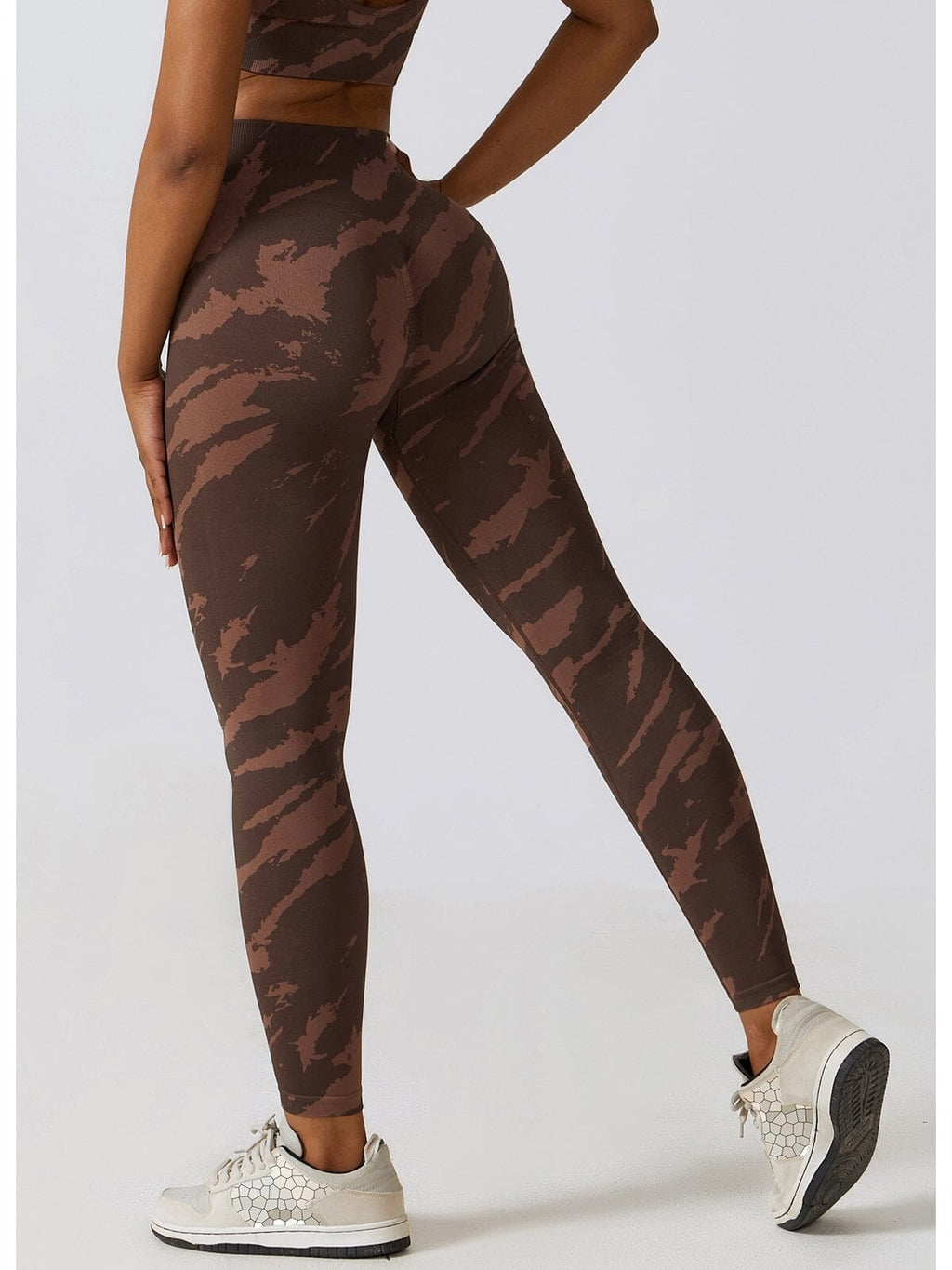 Legging Fitness Moulant Taille Haute Push Up-Maëlys S / Café