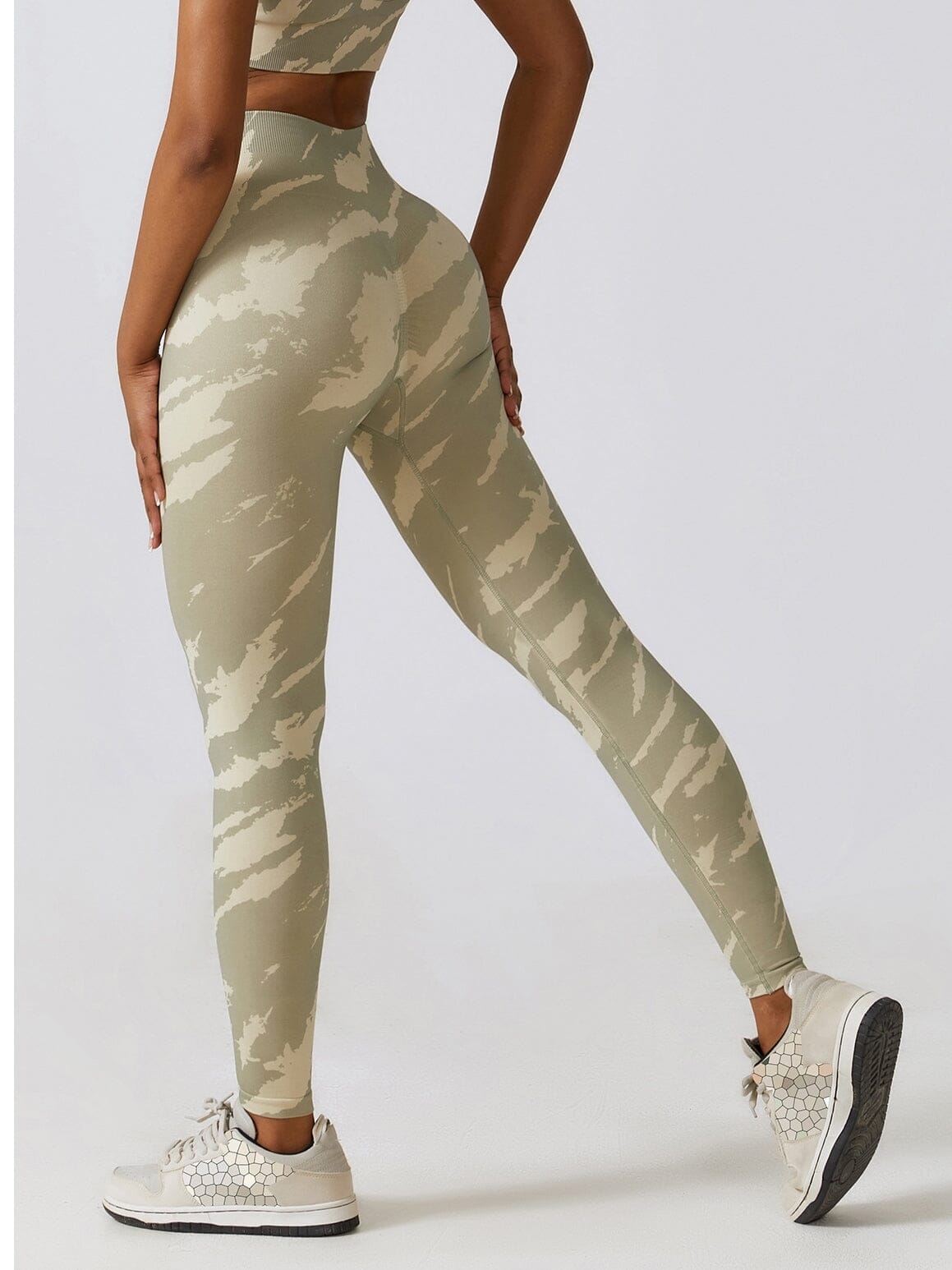 Legging Fitness Moulant Taille Haute Push Up-Maëlys S / Beige