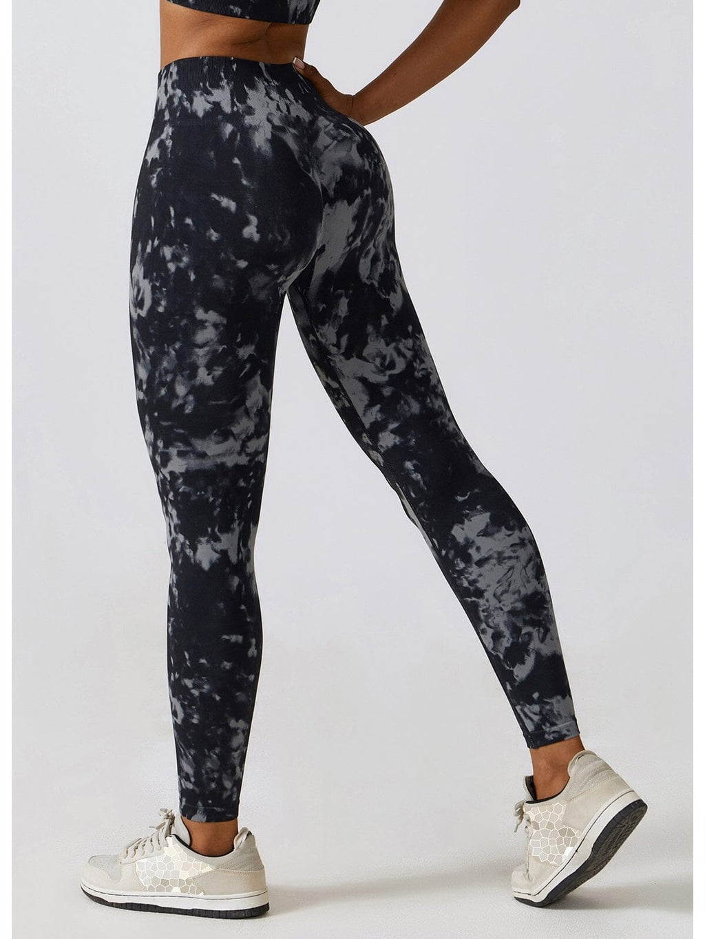 Legging Fitness Moulant Taille Haute Push Up-Maëlys S / Noir/Gris