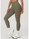 Legging Fitness Push Up Premium Ajouré Sans Couture-Élina S (36) / Kaki