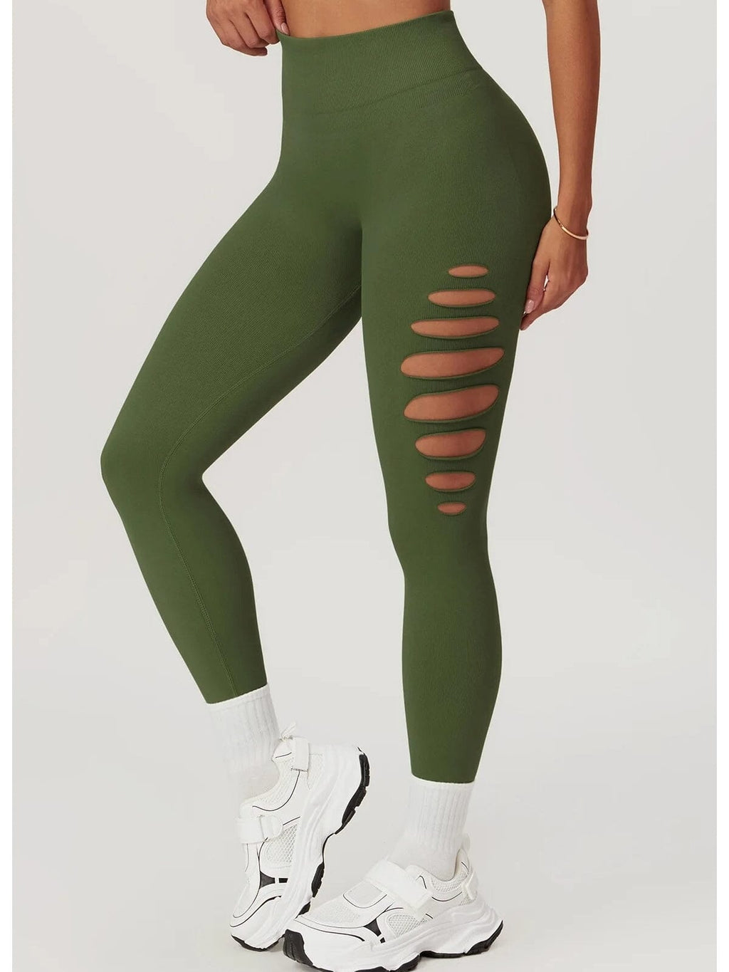 Legging Fitness Push Up Premium Ajouré Sans Couture-Élina S (36) / Vert