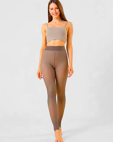 Legging polaire effet transparent Marron / XL