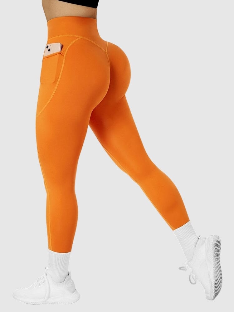 Legging Sport Affinant Poche-Naëlia S / Orange