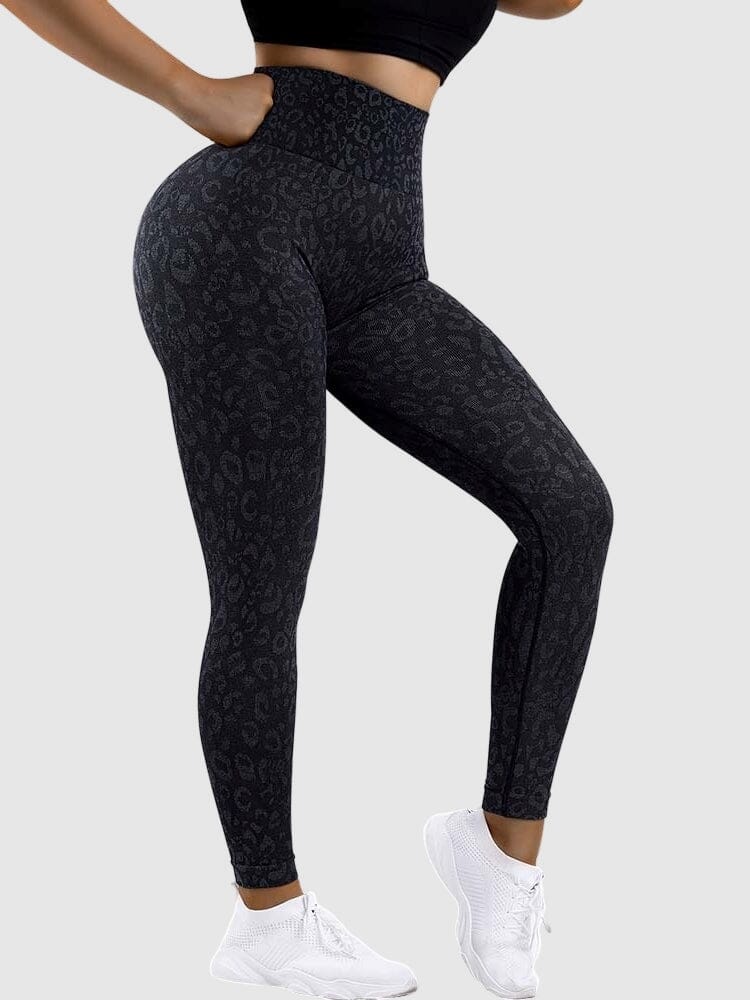 Legging Sport Léopard Push Up Sans Couture-Louve