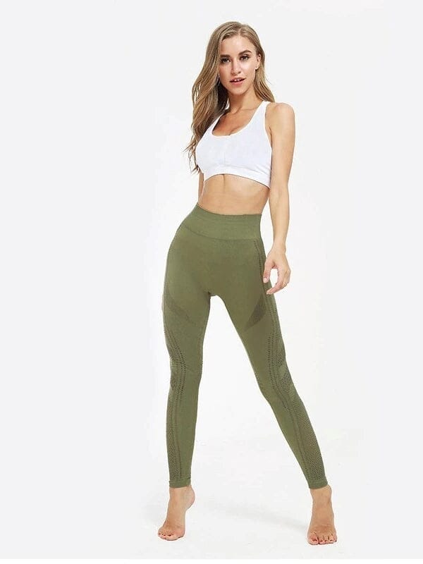 Legging Sport Maille Sans Couture-Soléna S / Kaki